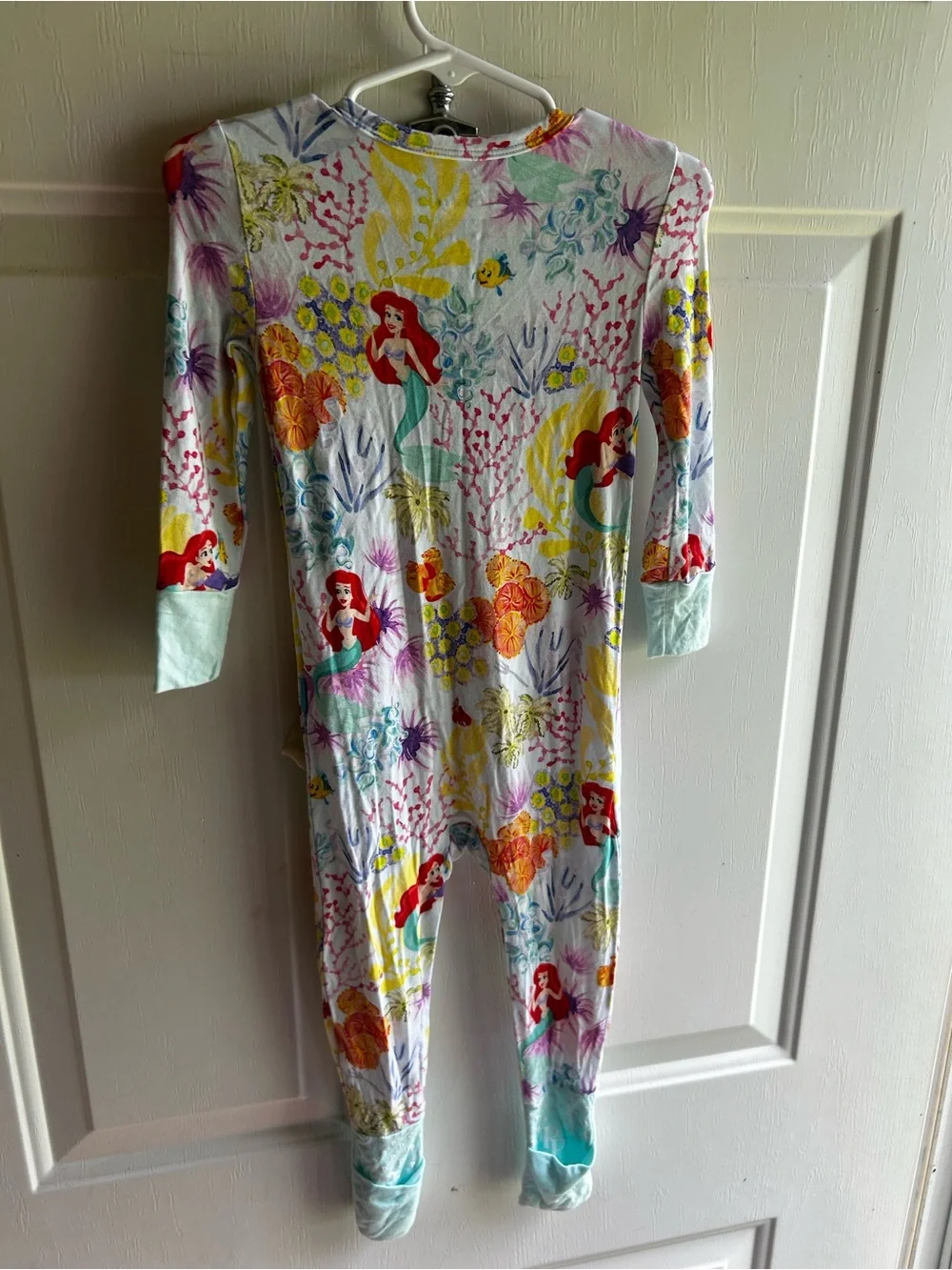 Posh Peanut Disney The Little Mermaid Ariel Mint Floral Kids One-Piece Pajamas